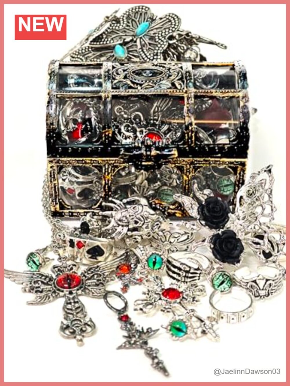 Gothic Mystery Jewelry Jar 40-45Pcs Surprise Gift Set Necklace Earrings Rings